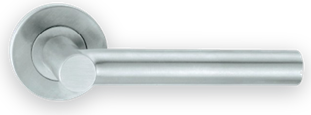 Lever handle on round rose