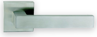 Lever handle on square rose